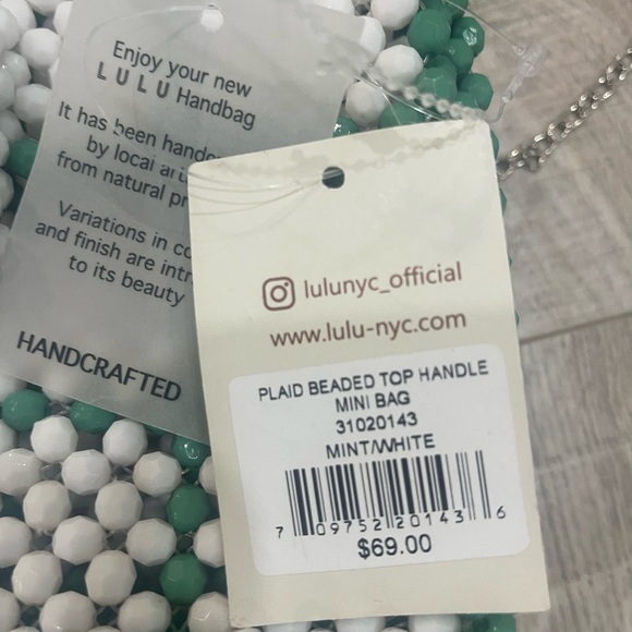 L U L U NWT Plaid Beaded Top Handle mini Bag - Picture 4 of 13